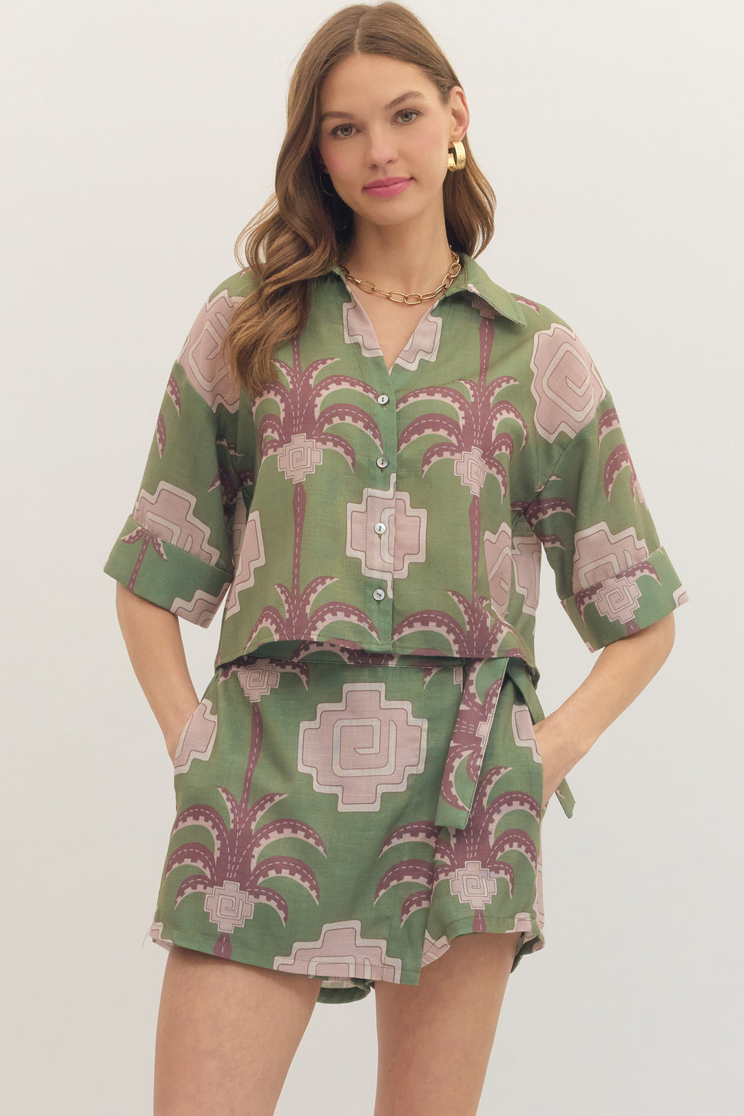 Women’s Entro Olive Palm Tree Set