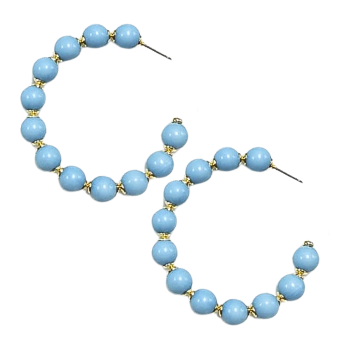 Pre-Order Powder Blue Beaded Hoop Earrings