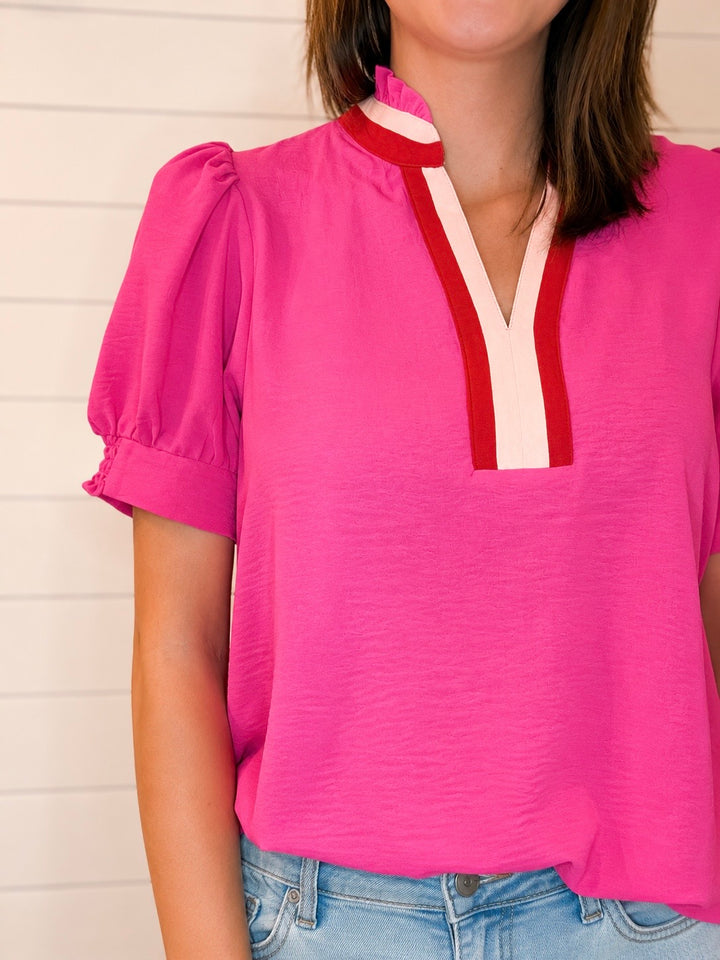 Jodifl Bold Contrast Puff Sleeve Top