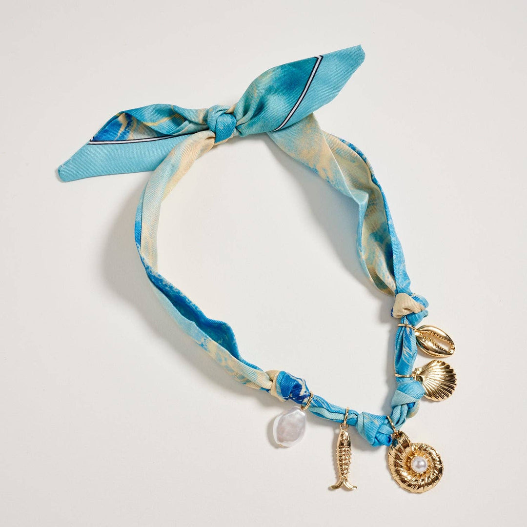 Pre-Order Blue Ocean Charm Scarf Necklace
