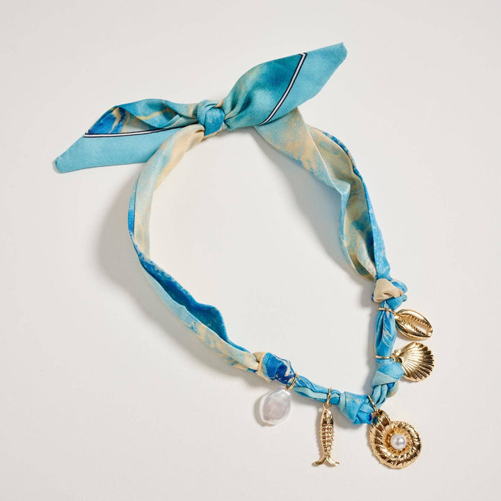 Pre-Order Blue Ocean Charm Scarf Necklace