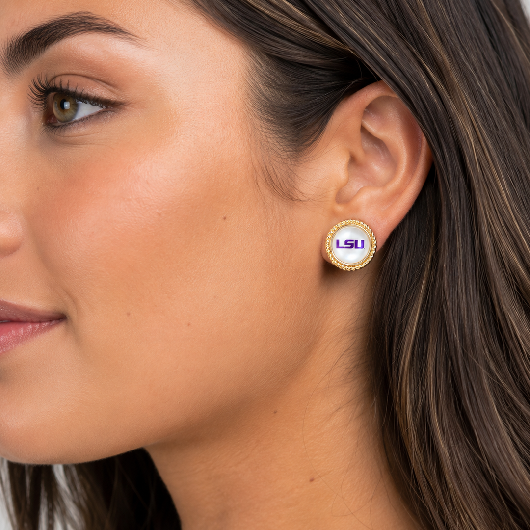 PRE-ORDER LSU Pearl Stud Earrings