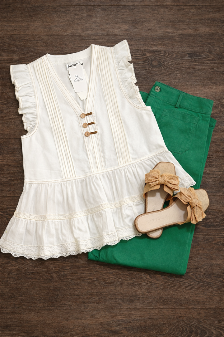 Ruffle Detail Button Blouse