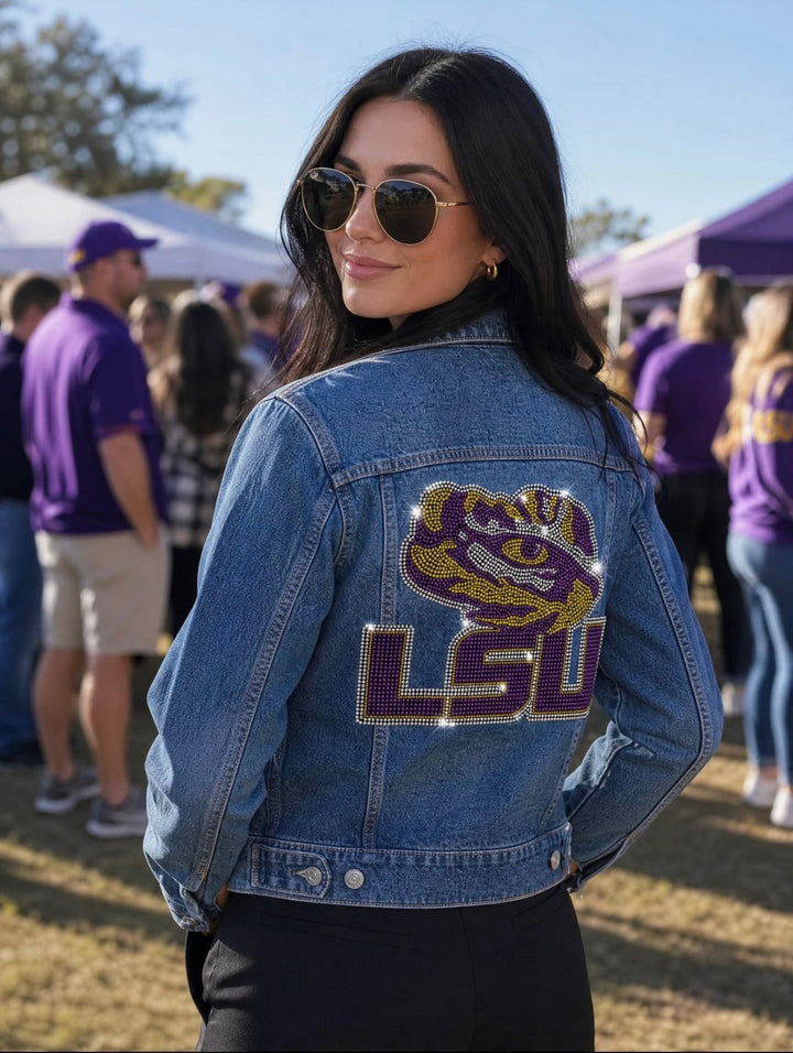 PRE-ORDER LSU Tiger Eye Blue Denim Jacket