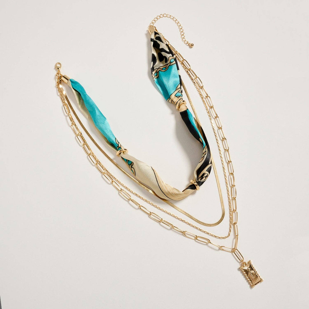 Pre-Order Silk Scarf Layered Chain Necklace