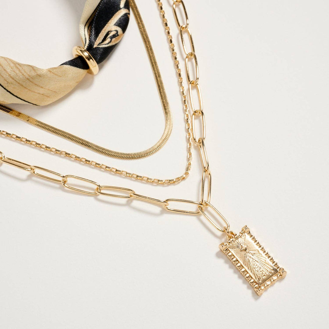 Pre-Order Silk Scarf Layered Chain Necklace