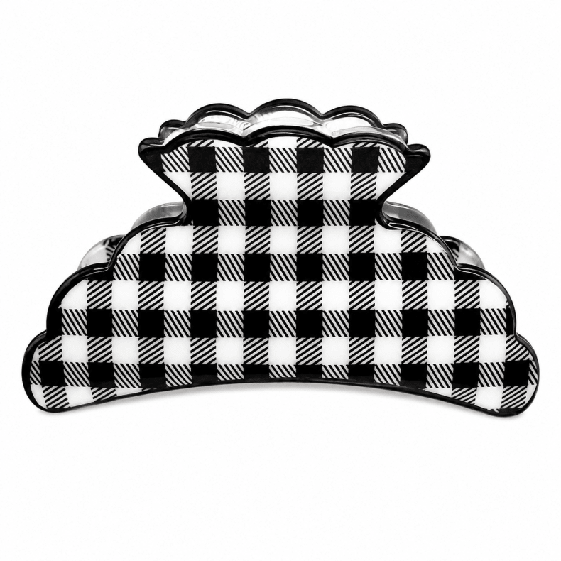 Women's Black & White Checkered Claw Hair Clip - Hendryx Boutique LLC