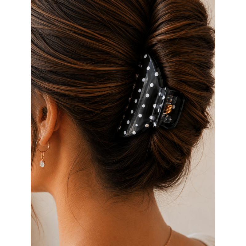 Women's Black Polka Dot Claw Hair Clip - Hendryx Boutique LLC