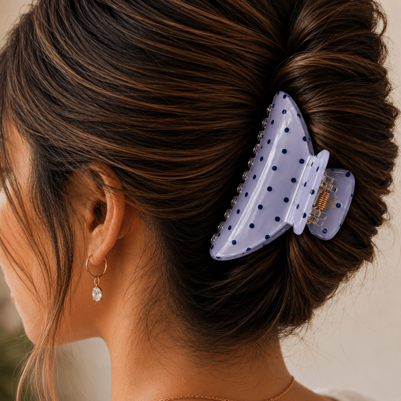 Women's Blue Polka Dot Claw Hair Clip - Hendryx Boutique LLC