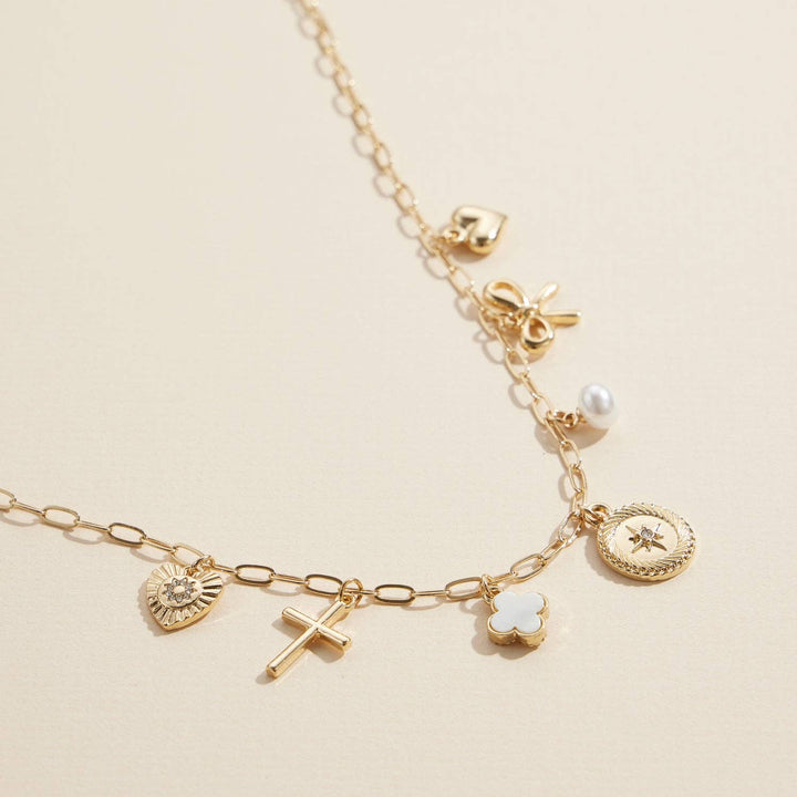 Pre-Order Charm Pendant Necklace | Heart, Cross, Compass, Pearl &amp; Bow