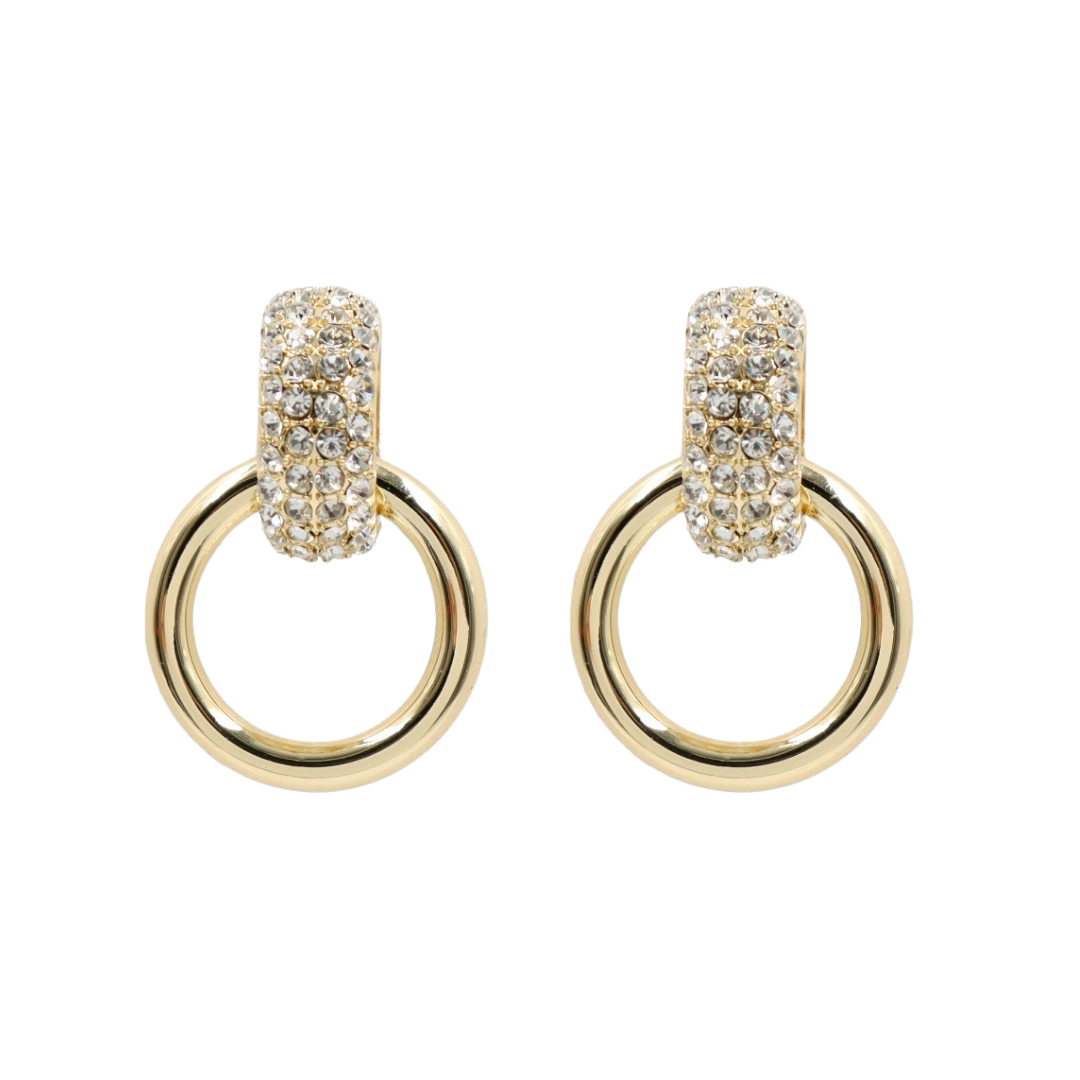 Pre-Order Clear Crystal &amp; Gold Knocker Earrings