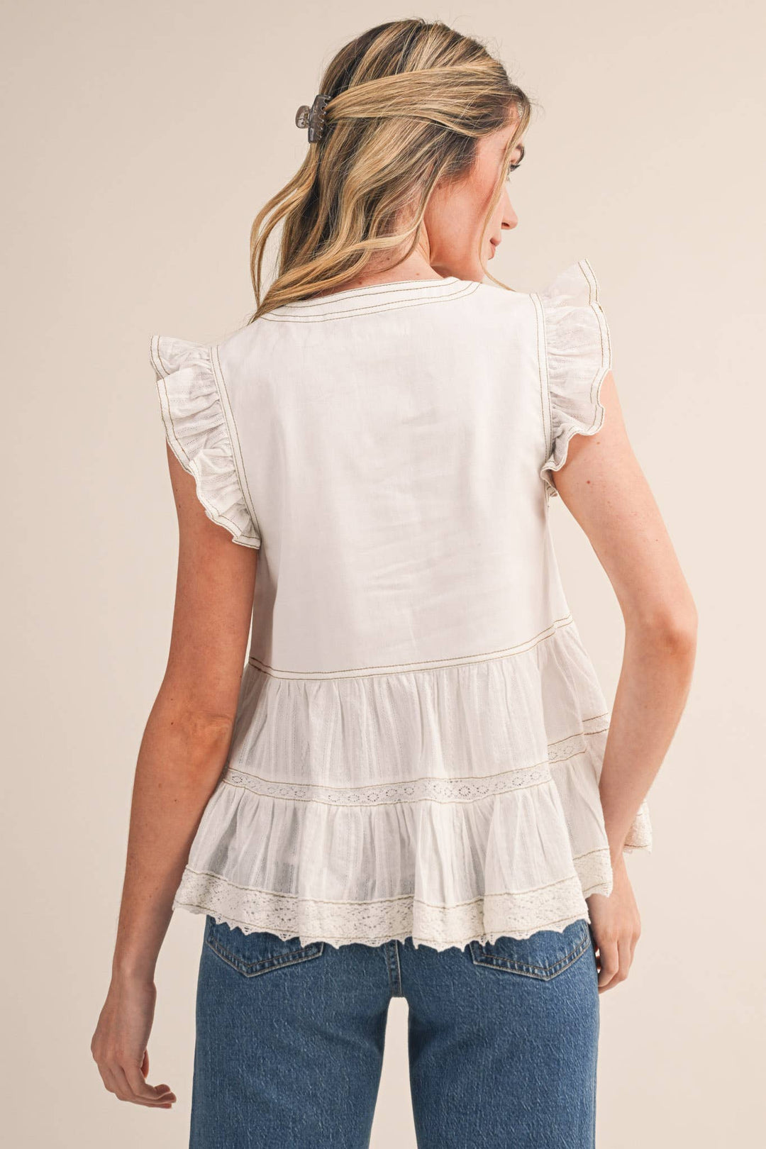 Ruffle Detail Button Blouse