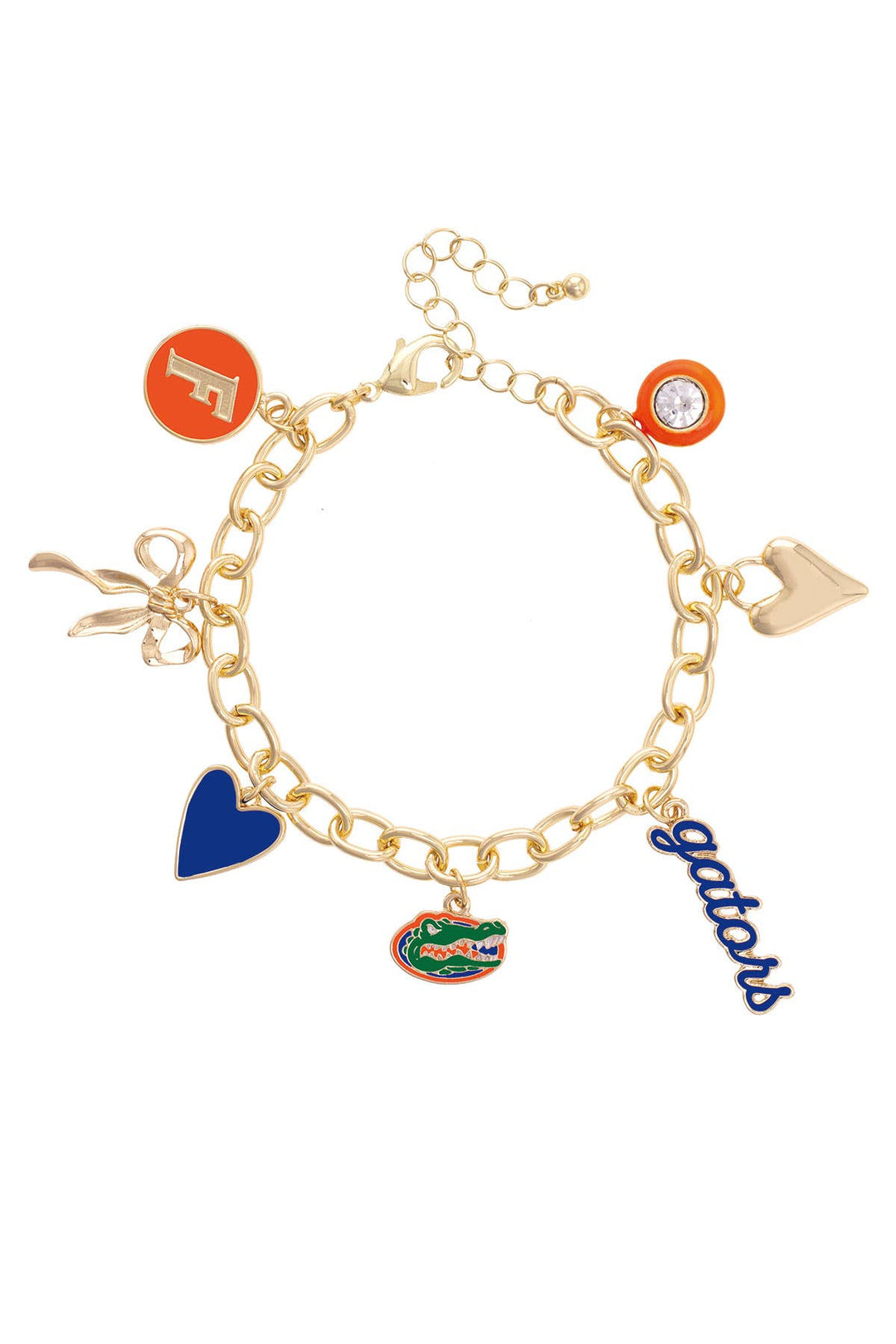 Florida Gators NCAA Officially Licensed Enamel Icons Charm Bracelet in Shiny Gold